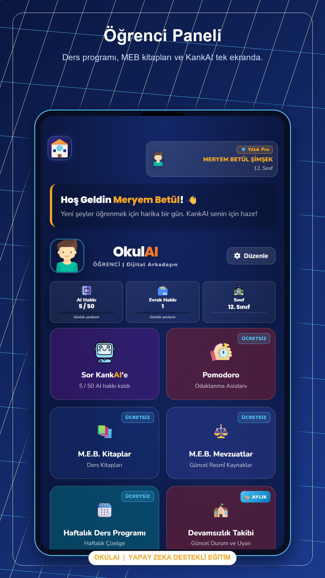 OkulAI öğrenci paneli