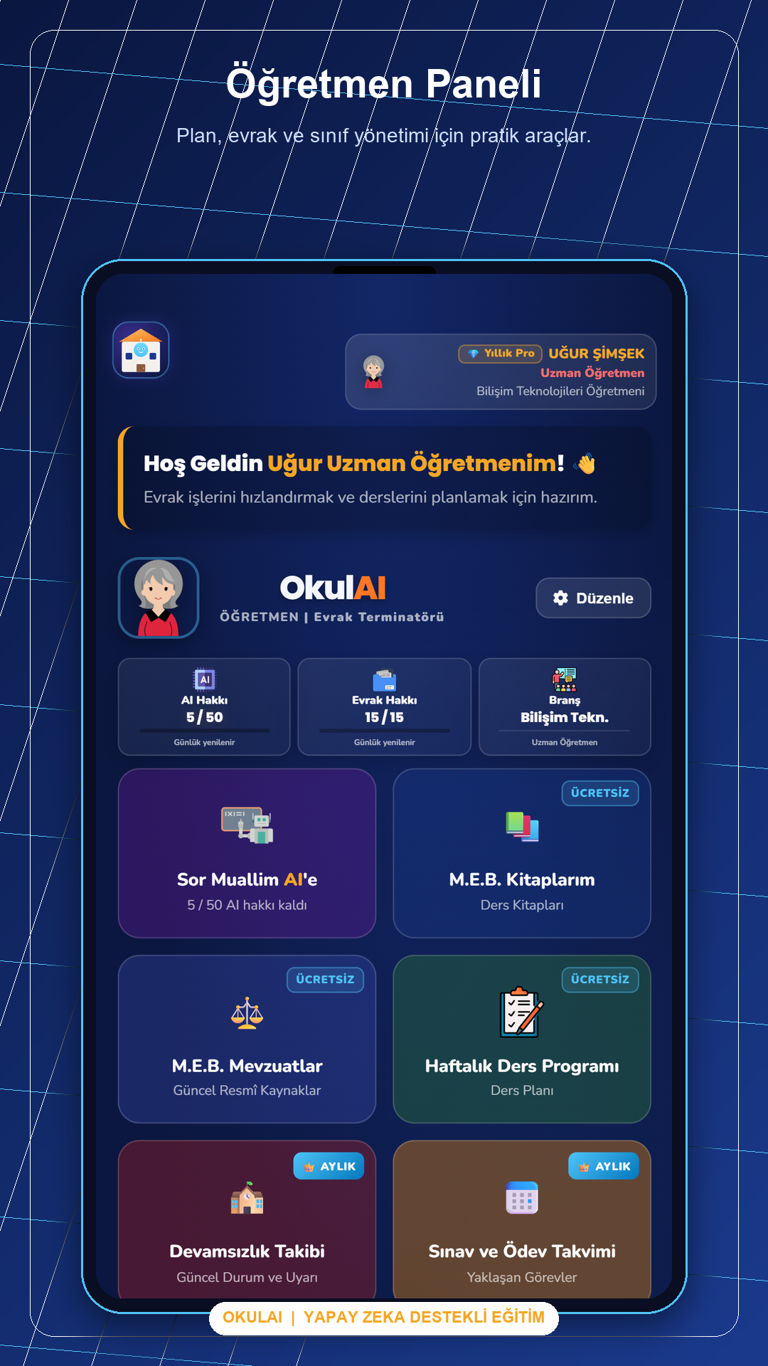 OkulAI öğretmen araçları